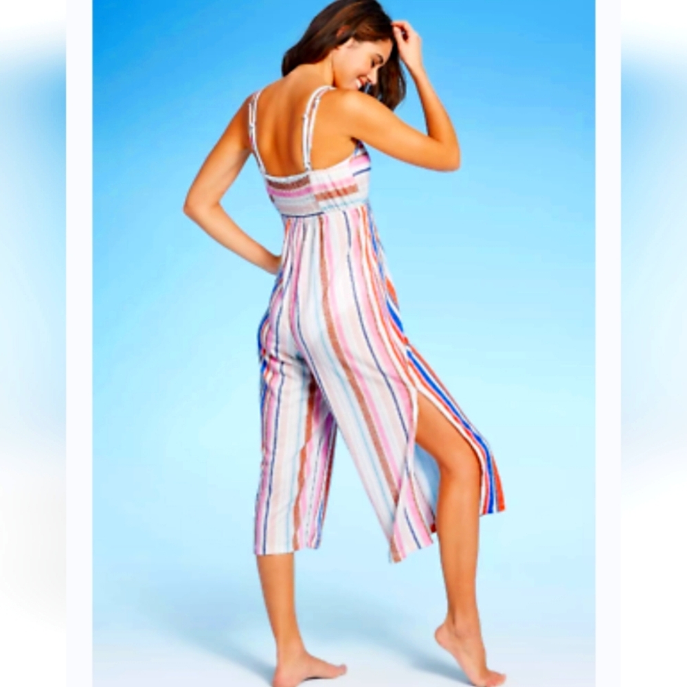 Swimsuit Cover Up Multicolor Striped Beach Cropped Jumper Xhilaration